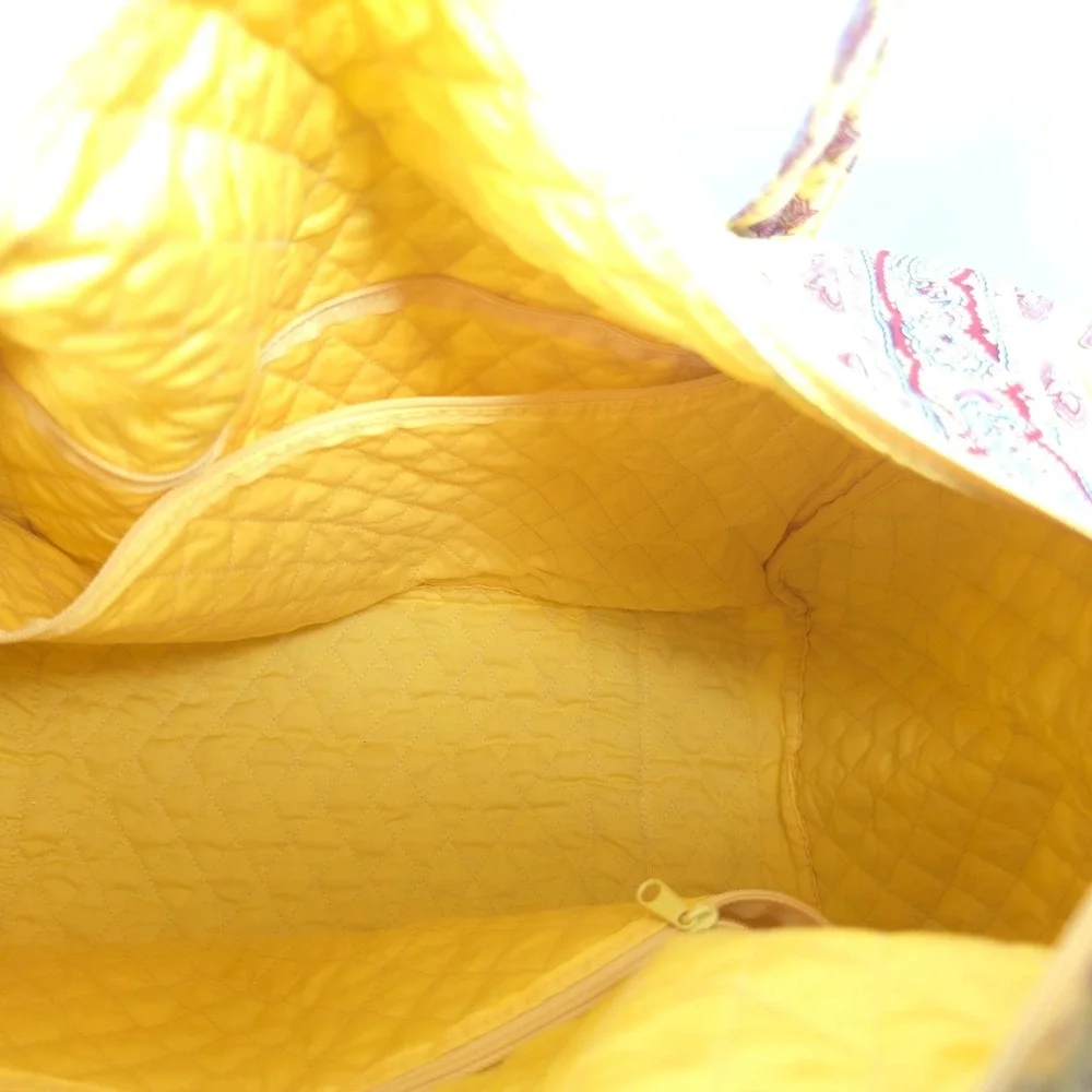 Vintage Americana by Sharif Quilted Duffel Bag Yellow Paisley Cottagecore Travel